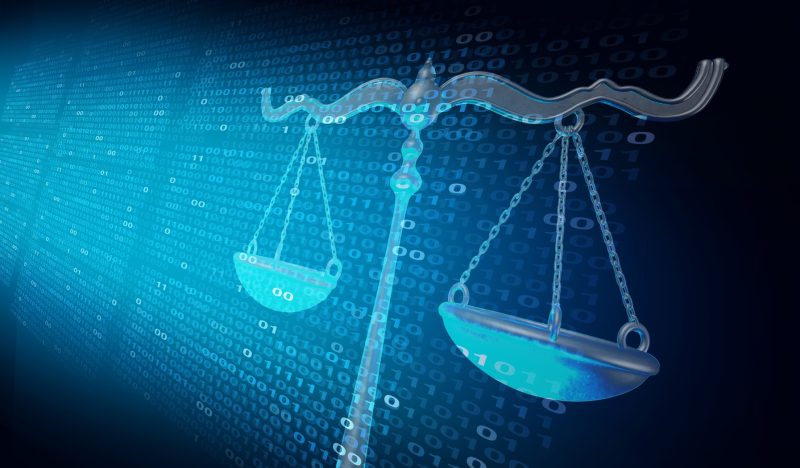 Internet law and cyberlaw as digital legal services or online lawyer advice as a 3D illustration.